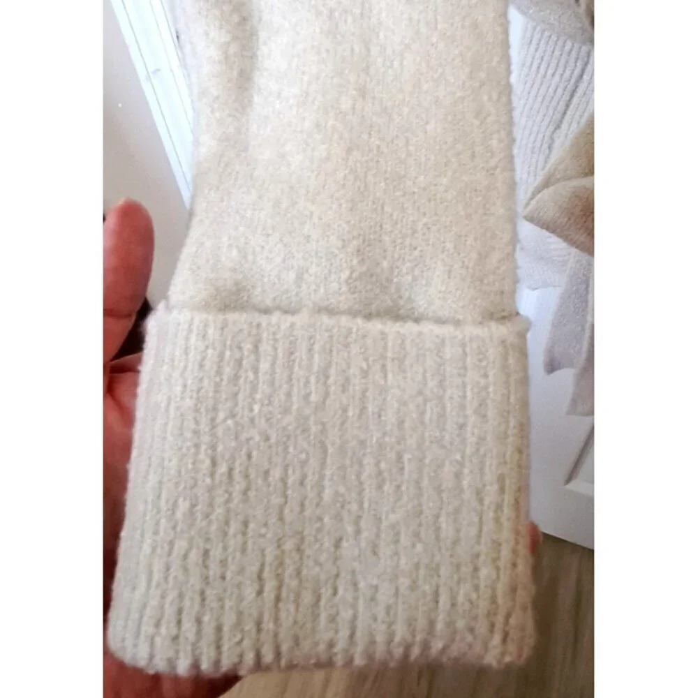 Simply Vera Wang Women's L Wrap Sweater Beige Long SleeveShawl Collar Belted